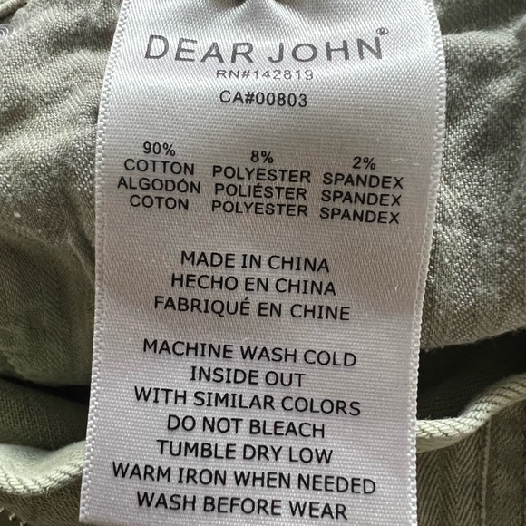 Dear John cool sage green wide leg denim jeans distressed trim - Picture 6 of 6